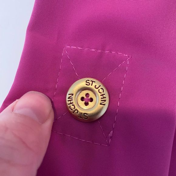 ✨ST. JOHN Hot Magenta 💕 Windbreaker Jacket Women’s Medium [M] Gold Details EUC✨ - Picture 7 of 16